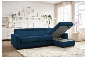 Tmavomodrá menčestrová rozkladacia rohová pohovka (variabilná) Monaco – Bobochic Paris