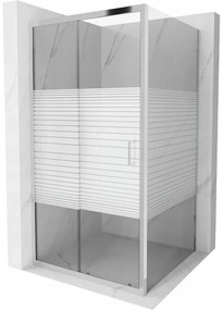 Mexen Apia sprchová kabína, posuvné dvere 100 x 100 cm, pruhy, chrómová - 840-100-100-01-20