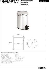 Bemeta Design Odpadkový kôš, 3 l, nerez, mat - 104315025