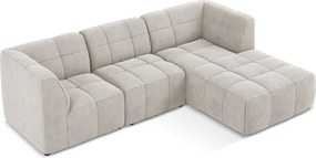 Béžová zamatová rohová pohovka (pravý roh/s leňoškou) Aloha – Makamii