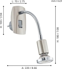 Eglo 902366 - Zásuvkové LED svietidlo MINI 1xGU10/2,8W/230V matný chróm