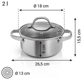 Kastról SteelCRAFT s pokrievkou ø 18 cm, 2,0 l, 2 l