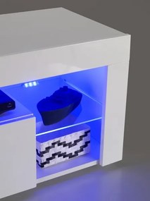 TV stolík Goal 153 cm, biely, s osvetlením