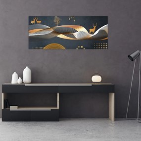 Obraz - Grafika s jeleňom (120x50 cm)