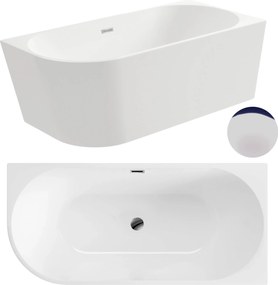 Aquauno Voľne Stojaca Rohová Vaňa Pravá 160x80 cm, Chrómový Odtok A Prepad