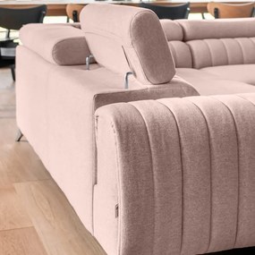 Ružová rozkladacia/s úložným priestorom rohová pohovka (pravý roh/do tvaru "U") Louis – ELTAP