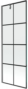 Mexen Next, 1-krídlová vaňová zástena 70 x 150 cm, 6mm číre sklo - čierny vzor, brúsený grafit, 895-070-000-00-77-66