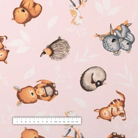 Biante Detský bavlnený obdĺžnikový obrus Sandra SA-533 Austrálske zvieratká na ružovom 140x180 cm