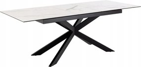 Jedálenský rozkladací stôl Irwine 168/210 cm biely mramor/čierny