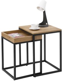 Sada 2× odkladacích stolíkov ELDUR hnedá/čierna