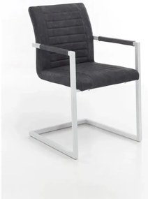 furniture-nabytek.cz - Masívna jedálenská zostava Bullwer so 4 stoličkami Picton, šedá/biela, lakované akácie/kov/umelá koža