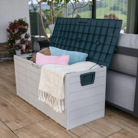Záhradný úložný box, sivý/zelený, KORTEZ