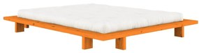 Oranžová dvojlôžková posteľ z borovicového dreva bez čela s roštom 140x200 cm Japan – Karup Design