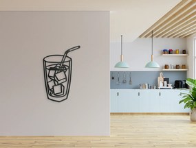 drevko Drevená nálepka Ľadový nápoj so slamkou Rozmer obrazu: 44,5 x 29 cm, Farba dekorácie: Čierna