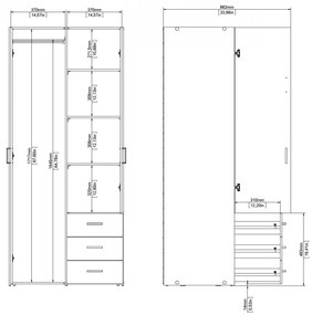 Šatníková skriňa Sida 77 cm biela