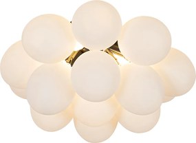 Inteligentné stropné svietidlo čierne s opálovým sklom, 4 svetlá vrátane 4 WiFi G9 - Uvas