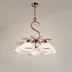 Luster na reťazi COBRA 5xE27/60W/230V bronz/patina