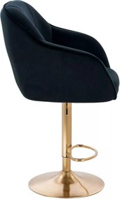 LuxuryForm DESIGN Barová stolička AVOLA VELUR na zlatom tanieri - čierna