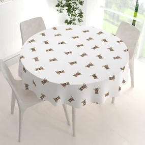 Biante Detský bavlnený okrúhly obrus Sandra SA-531 Medvedíky na bielom Ø 60 cm