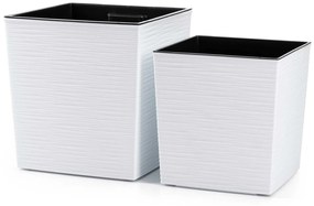 PLASTOVÝ KVETINÁČ FLORE RIFLO SADA 2KS 30X30 CM+25X25 CM BIELA