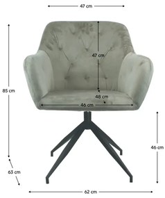 Otočná stolička, sivohnedá Taupe Velvet látka/čierna, VELEZA NEW