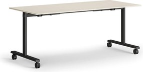 Mobilný stôl MATCH, 180x80 cm, čierna podnož, breza