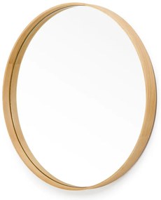 Nástenné zrkadlo s rámom z dubového dreva Wireworks Glance, ø 45 cm