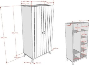 Béžová detská šatníková skriňa 99x196x58 cm Sezane – Vipack