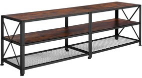 tectake 404543 televízny stolík - 161 cm, industriálne drevo tmavé, rustikálne