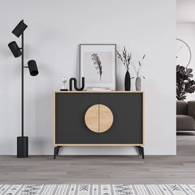 Nízka komoda v dekore duba v čierno-prírodnej farbe 110x82 cm Vae – Marckeric