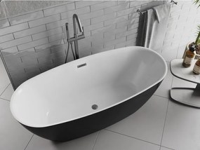 Mexen Luvo Slim, voľne stojaca vaňa 170 × 75 cm, biela-čierna, grafitový prepad, 52801707575-95