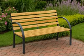 Lean Toys Drevená záhradná lavička s operadlom