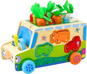 LEAN Toys Drevené edukačné auto - triedič tvarov a labyrint