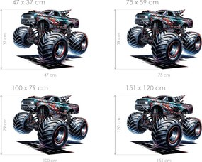 Monster truck 02 textilní prelepiteľná nálepka na stenu hárok 47 x 37 cm
