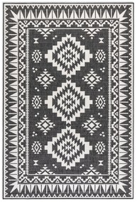 ELLE Decoration, Kusový koberec Gemini 106019 Black z kolekcie Elle – na von aj na doma, 120x170, čiernobiela, chodba / predsieň