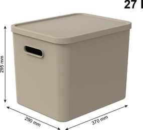Rotho Úložný box, rovný s vekom, 27l, béžová ALBU LIGHT, 37x29x30