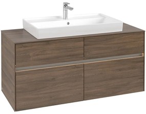 VILLEROY &amp; BOCH Collaro závesná skrinka pod umývadlo na dosku (umývadlo v strede), 4 zásuvky, s LED osvetlením, 1200 x 500 x 548 mm, Arizona Oak, C087B0VH