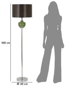 Zeleno-sivá stojacia lampa s textilným tienidlom (výška 160 cm) Eva – Mauro Ferretti