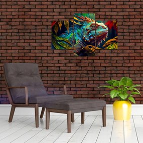 Obraz - Farebný leguán (90x60 cm)