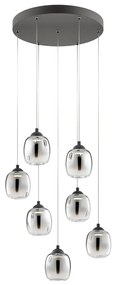 Redo 01-3489 - LED stmievateľný luster na lanku KHADI 7xLED/5W/230V čierna/dymová
