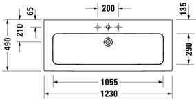 Duravit ME by Starck - Umývadlo do nábytku 1230x490 mm, biela matná 2361123260