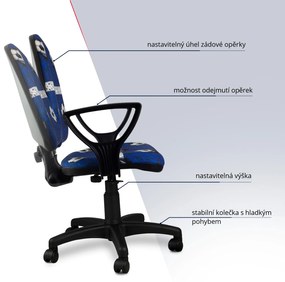 Detská otočná stolička BRANDON - FUTBAL modrá