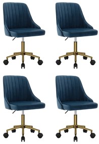 Otočné jedálenské stoličky 4 ks modré zamatové 3090091
