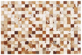 Kožený koberec 160 x 230 cm hnedá/biela CAMILI Beliani