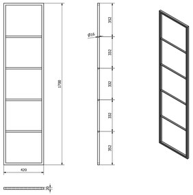Sapho Sapho, SKA stojaci sušiak uterákov 420x1700x20mm, čierna mat, SKA551