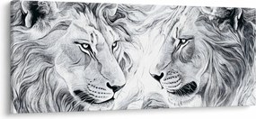 Obraz - Kreslené levie hlavy (120x50 cm)