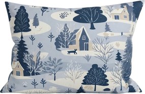 Flanelová obliečka na vankúš SNOWY VALLEY 50x70 cm, modrá