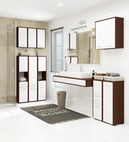 Kúpeľňová skrinka Farid TYP3 (wenge + biela). Vlastná spoľahlivá doprava až k Vám domov. 1069755