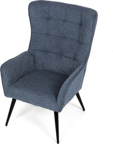 Relaxačné kreslo ušiak LOYD — látka, čierna / modrá