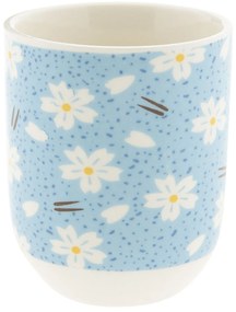 Modrý kalíšok s kvety - Ø 6*8 cm / 0,1L